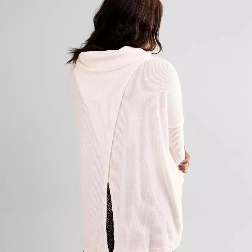 Free People We The Free Juicy Ribbed Cowl Neck Oversized Top Black S NWT